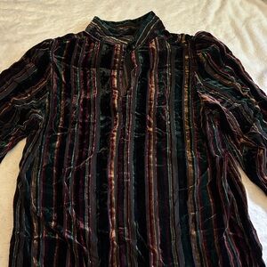 Elegant Multicolor Striped Velvet Blouse